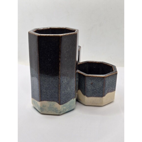 Hand Thrown Stegall Pottery TN Hexagonal Desk Organizer/Vase Signed - Picture 3 of 9